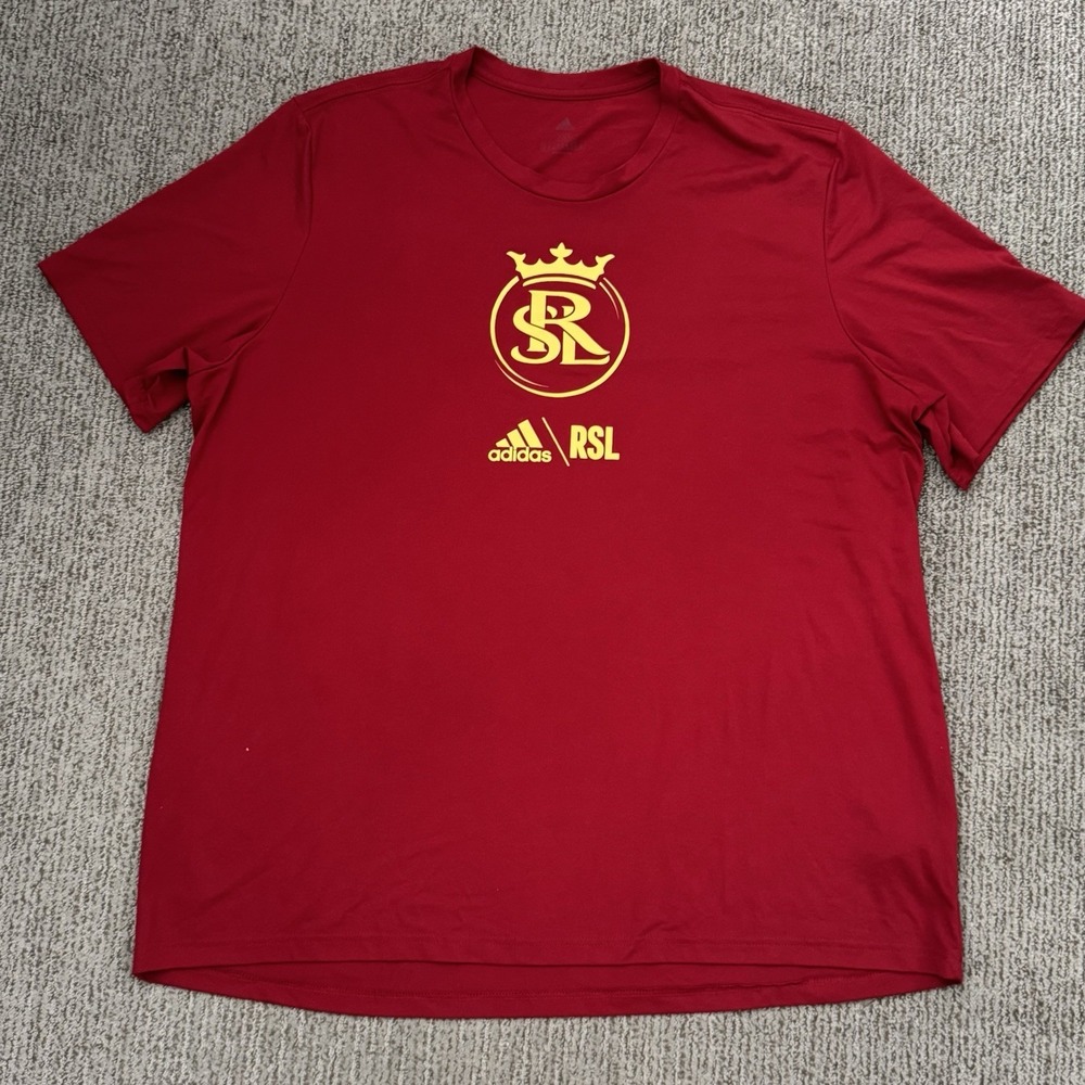 Adidas Mens 2XL Shirt Sleeve Shirt REAL Salt Lake Soccer Red